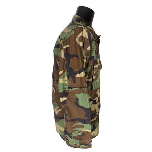 Vintage US Army Hot Weather Woodland Camo Field Coat Jacket 807 Medical Brigade - Picture 5 of 11